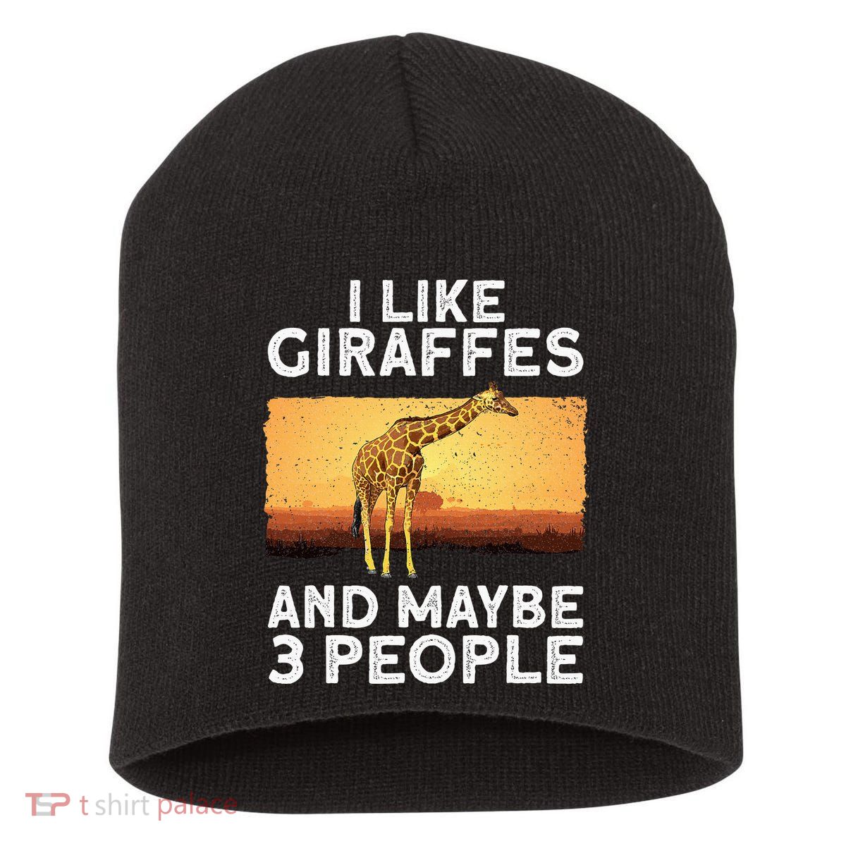 Funny Giraffe Design For Women Giraffe Zoo Animal Lovers Short Acrylic Beanie