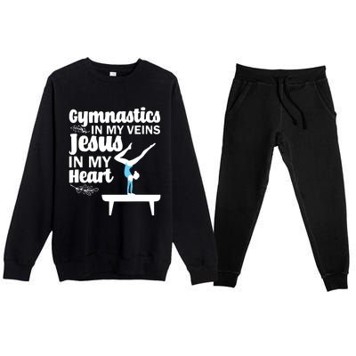 Funny Gymnastics Design For Men Women Gymnast Jesus Lovers Premium Crewneck Sweatsuit Set