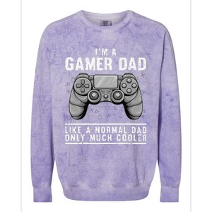 Funny Gamer Dad Design For Husband Gaming Fathers Day Colorblast Crewneck Sweatshirt