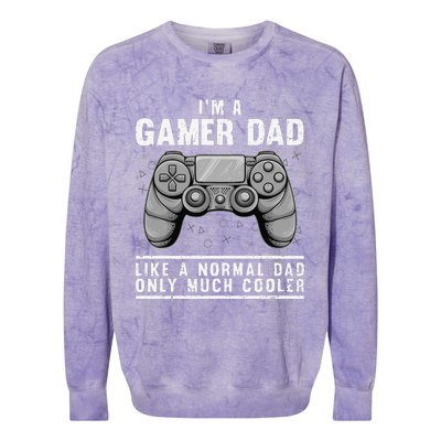 Funny Gamer Dad Design For Husband Gaming Fathers Day Colorblast Crewneck Sweatshirt