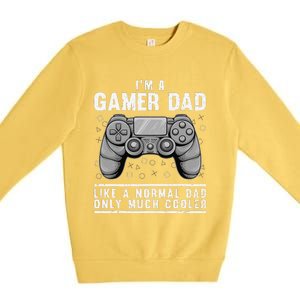 Funny Gamer Dad Design For Husband Gaming Fathers Day Premium Crewneck Sweatshirt