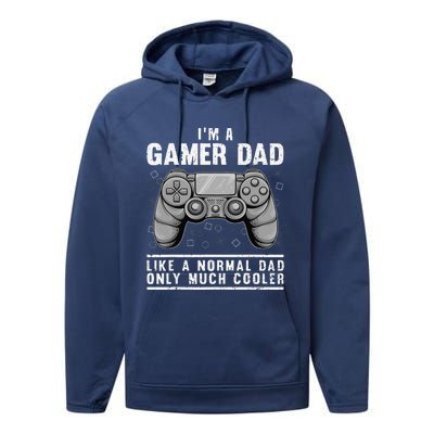 Funny Gamer Dad Design For Husband Gaming Fathers Day Performance Fleece Hoodie