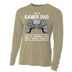 Funny Gamer Dad Design For Husband Gaming Fathers Day Cooling Performance Long Sleeve Crew