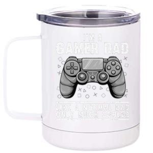 Funny Gamer Dad Design For Husband Gaming Fathers Day 12 oz Stainless Steel Tumbler Cup