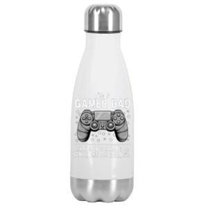 Funny Gamer Dad Design For Husband Gaming Fathers Day Stainless Steel Insulated Water Bottle