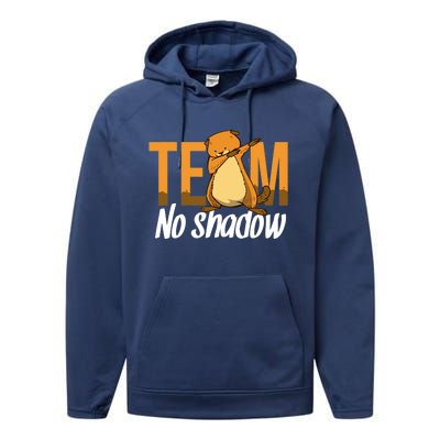 Funny Groundhog Day Team No Shadow Dabbing Performance Fleece Hoodie