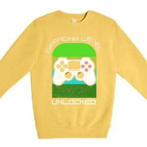 Funny Grandma Day Gamer Mom Gaming On A Mother Level Up Game Gift Premium Crewneck Sweatshirt