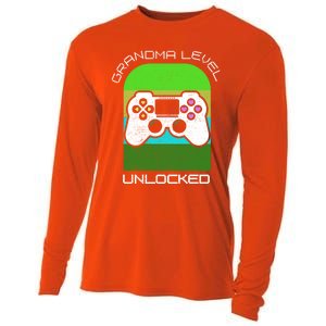 Funny Grandma Day Gamer Mom Gaming On A Mother Level Up Game Gift Cooling Performance Long Sleeve Crew