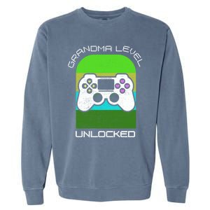 Funny Grandma Day Gamer Mom Gaming On A Mother Level Up Game Gift Garment-Dyed Sweatshirt