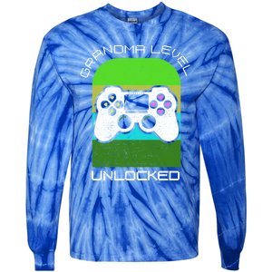 Funny Grandma Day Gamer Mom Gaming On A Mother Level Up Game Gift Tie-Dye Long Sleeve Shirt