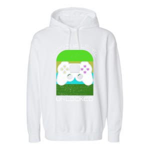 Funny Grandma Day Gamer Mom Gaming On A Mother Level Up Game Gift Garment-Dyed Fleece Hoodie