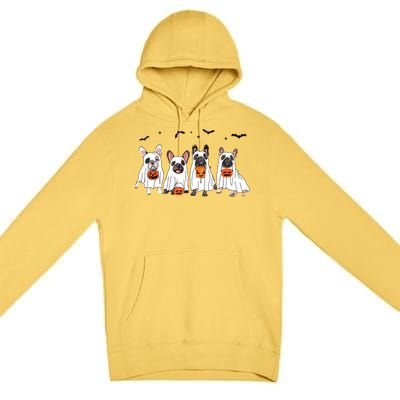 Frenchie Ghost Dog Costume Funny French Bulldog Halloween Premium Pullover Hoodie