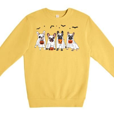 Frenchie Ghost Dog Costume Funny French Bulldog Halloween Premium Crewneck Sweatshirt