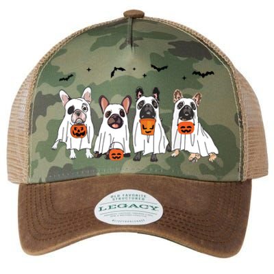 Frenchie Ghost Dog Costume Funny French Bulldog Halloween Legacy Tie Dye Trucker Hat