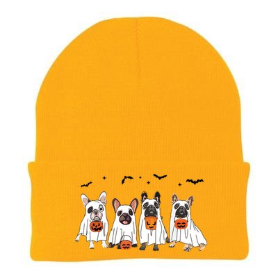 Frenchie Ghost Dog Costume Funny French Bulldog Halloween Knit Cap Winter Beanie