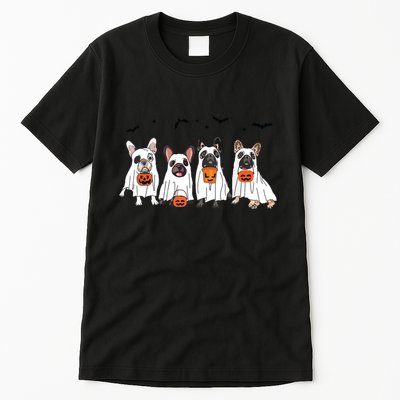 Frenchie Ghost Dog Costume Funny French Bulldog Halloween Tall T-Shirt