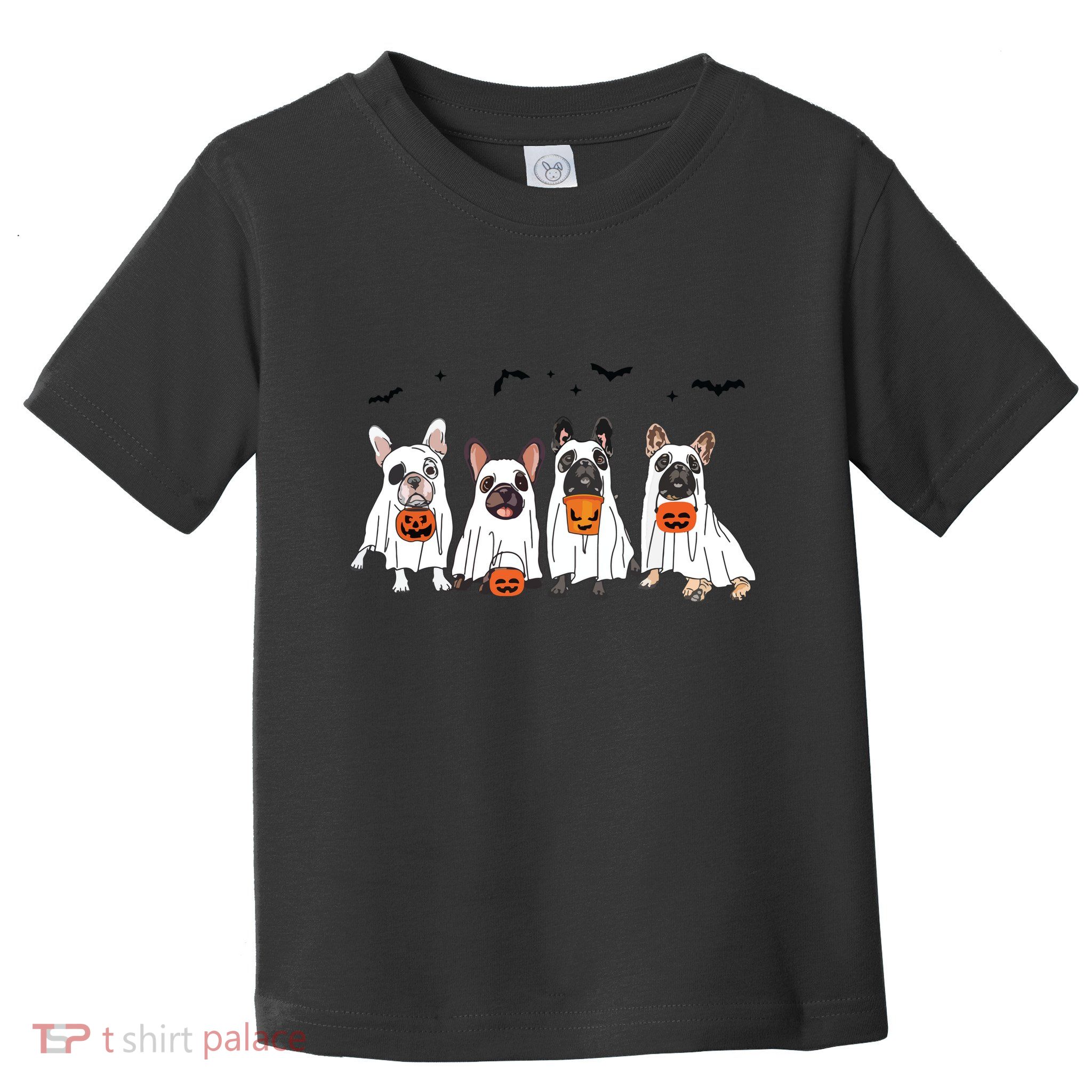 Frenchie Ghost Dog Costume Funny French Bulldog Halloween Toddler T-Shirt