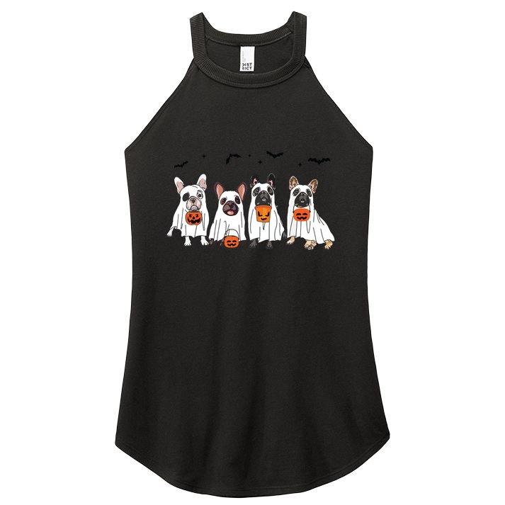 Frenchie Ghost Dog Costume Funny French Bulldog Halloween Women's Perfect Tri Rocker Tank