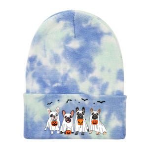 Frenchie Ghost Dog Costume Funny French Bulldog Halloween Tie Dye 12in Knit Beanie