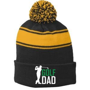 Funny Golf Dad Golfer Gift For Dad Father's Day Stripe Pom Pom Beanie