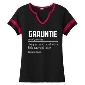 Funny Grauntie Definition Niece Nephew Aunt Auntie Gift Ladies Halftime Notch Neck Tee