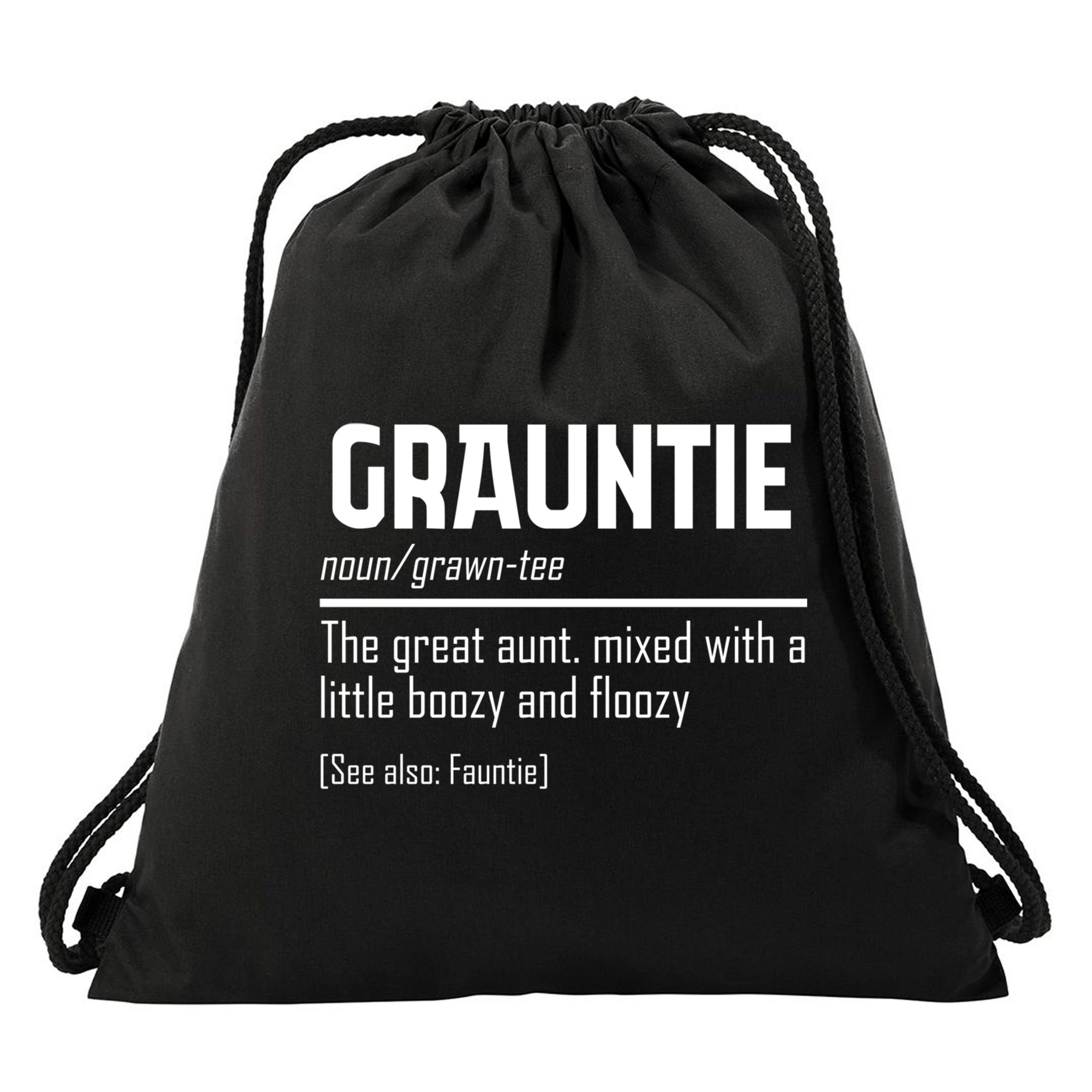 Funny Grauntie Definition Niece Nephew Aunt Auntie Gift Drawstring Bag