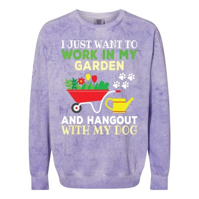 Funny Gardening Dog Lover Gardener Garden Plants Colorblast Crewneck Sweatshirt