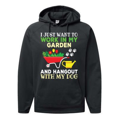 Funny Gardening Dog Lover Gardener Garden Plants Performance Fleece Hoodie