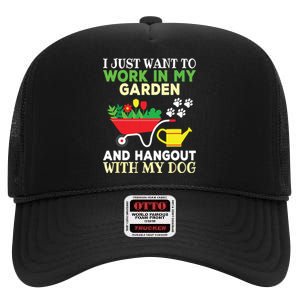 Funny Gardening Dog Lover Gardener Garden Plants High Crown Mesh Back Trucker Hat