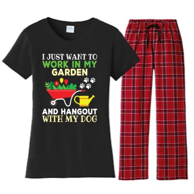 Funny Gardening Dog Lover Gardener Garden Plants Women's Flannel Pajama Set