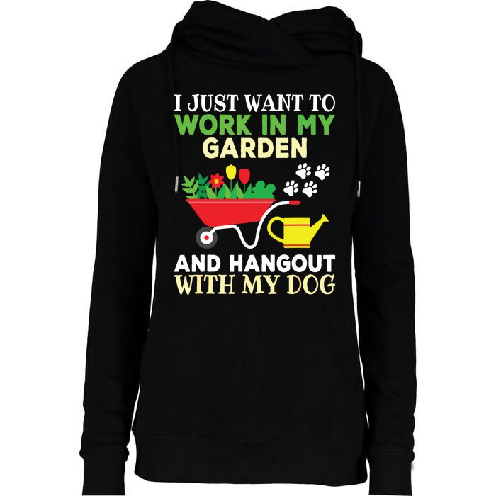 Funny Gardening Dog Lover Gardener Garden Plants Womens Funnel Neck Pullover Hood