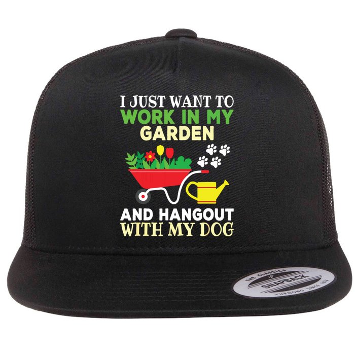 Funny Gardening Dog Lover Gardener Garden Plants Flat Bill Trucker Hat