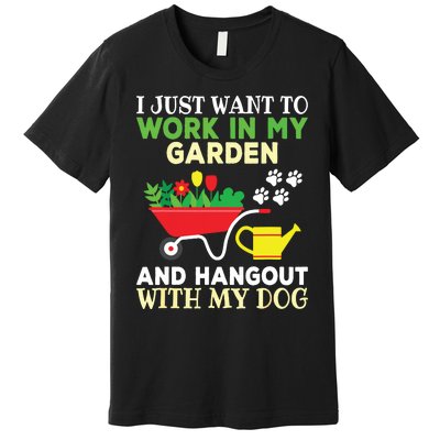 Funny Gardening Dog Lover Gardener Garden Plants Premium T-Shirt