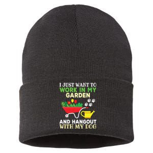 Funny Gardening Dog Lover Gardener Garden Plants Sustainable Knit Beanie