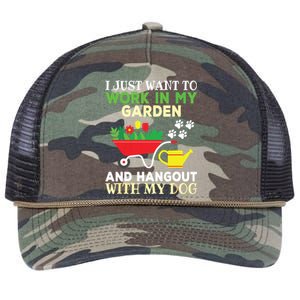 Funny Gardening Dog Lover Gardener Garden Plants Retro Rope Trucker Hat Cap