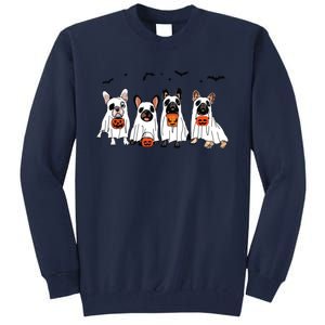 Frenchie Ghost Dog Costume Funny French Bulldog Halloween Tall Sweatshirt