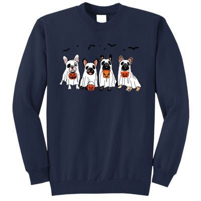 Frenchie Ghost Dog Costume Funny French Bulldog Halloween Tall Sweatshirt