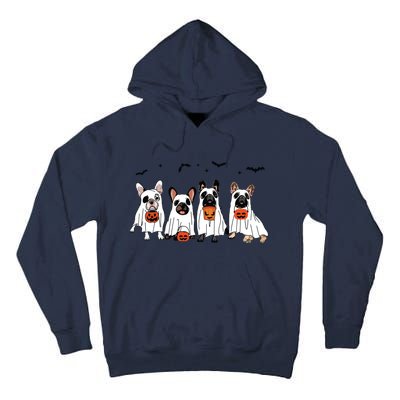 Frenchie Ghost Dog Costume Funny French Bulldog Halloween Tall Hoodie