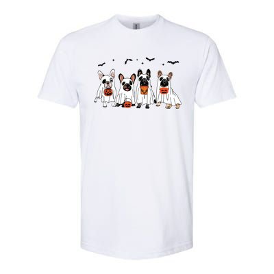 Frenchie Ghost Dog Costume Funny French Bulldog Halloween Softstyle CVC T-Shirt