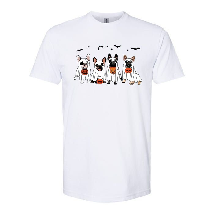 Frenchie Ghost Dog Costume Funny French Bulldog Halloween Softstyle CVC T-Shirt