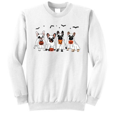 Frenchie Ghost Dog Costume Funny French Bulldog Halloween Sweatshirt