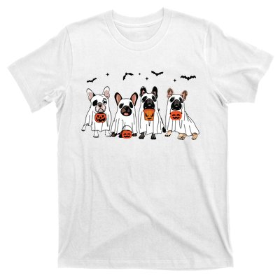 Frenchie Ghost Dog Costume Funny French Bulldog Halloween T-Shirt