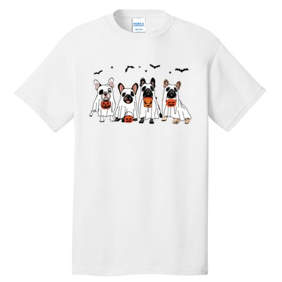 Frenchie Ghost Dog Costume Funny French Bulldog Halloween Tall T-Shirt