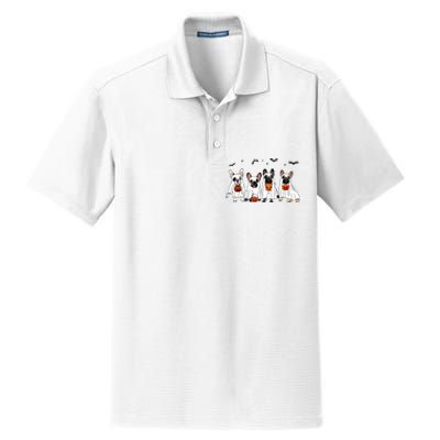 Frenchie Ghost Dog Costume Funny French Bulldog Halloween Dry Zone Grid Polo