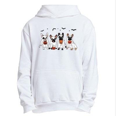 Frenchie Ghost Dog Costume Funny French Bulldog Halloween Urban Pullover Hoodie