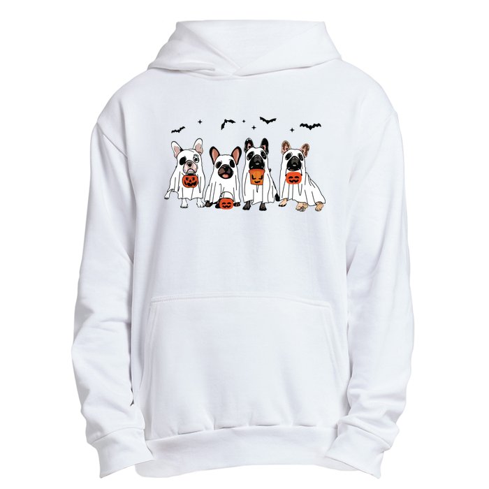 Frenchie Ghost Dog Costume Funny French Bulldog Halloween Urban Pullover Hoodie