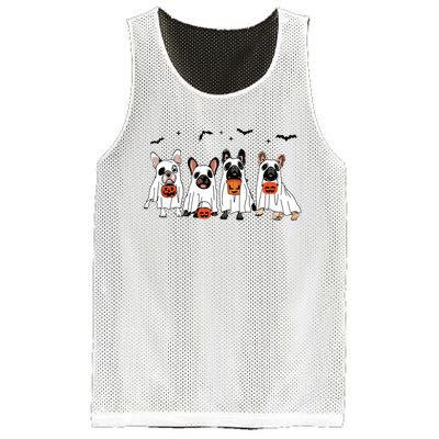 Frenchie Ghost Dog Costume Funny French Bulldog Halloween Mesh Reversible Basketball Jersey Tank