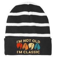 Funny Guitar Design For Guitarist Guitar Lovers Striped Beanie with Solid Band