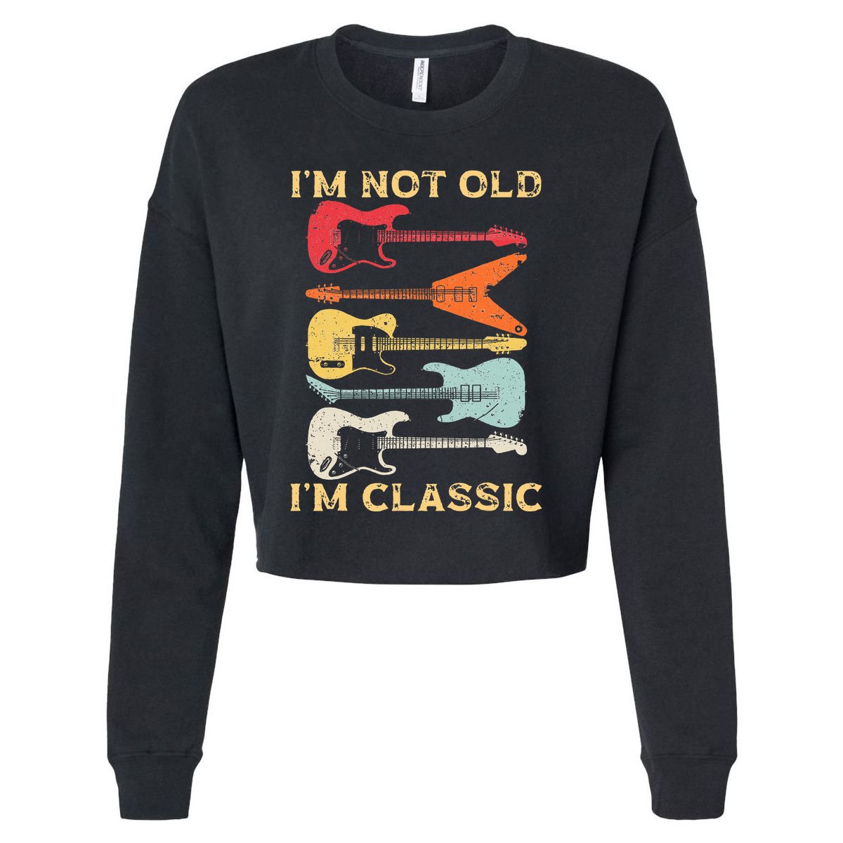 Funny Guitar Design For Guitarist Guitar Lovers Cropped Pullover Crew