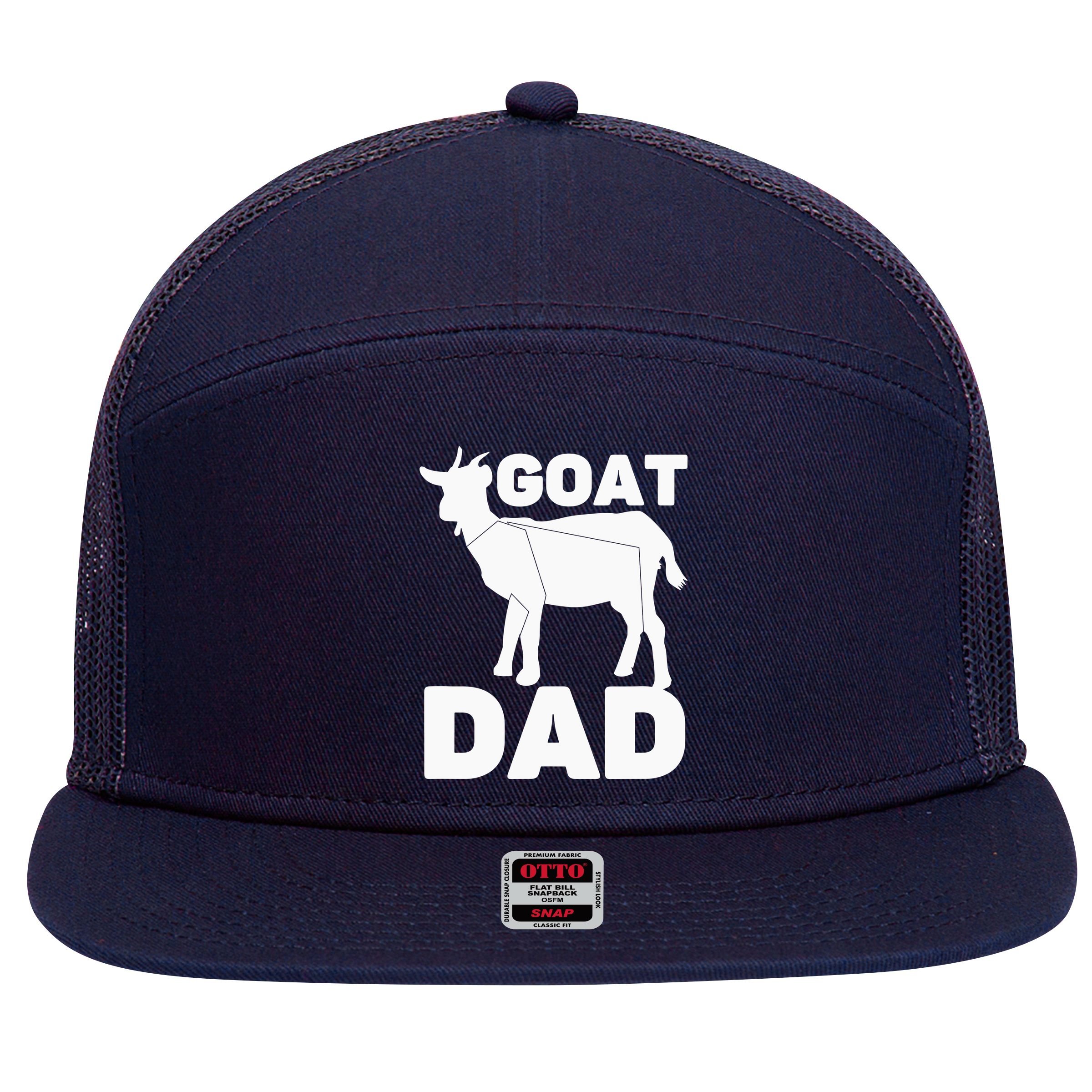 Funny Goat Dad The Goatfather Funny Goat Father Lover 7 Panel Mesh Trucker Snapback Hat